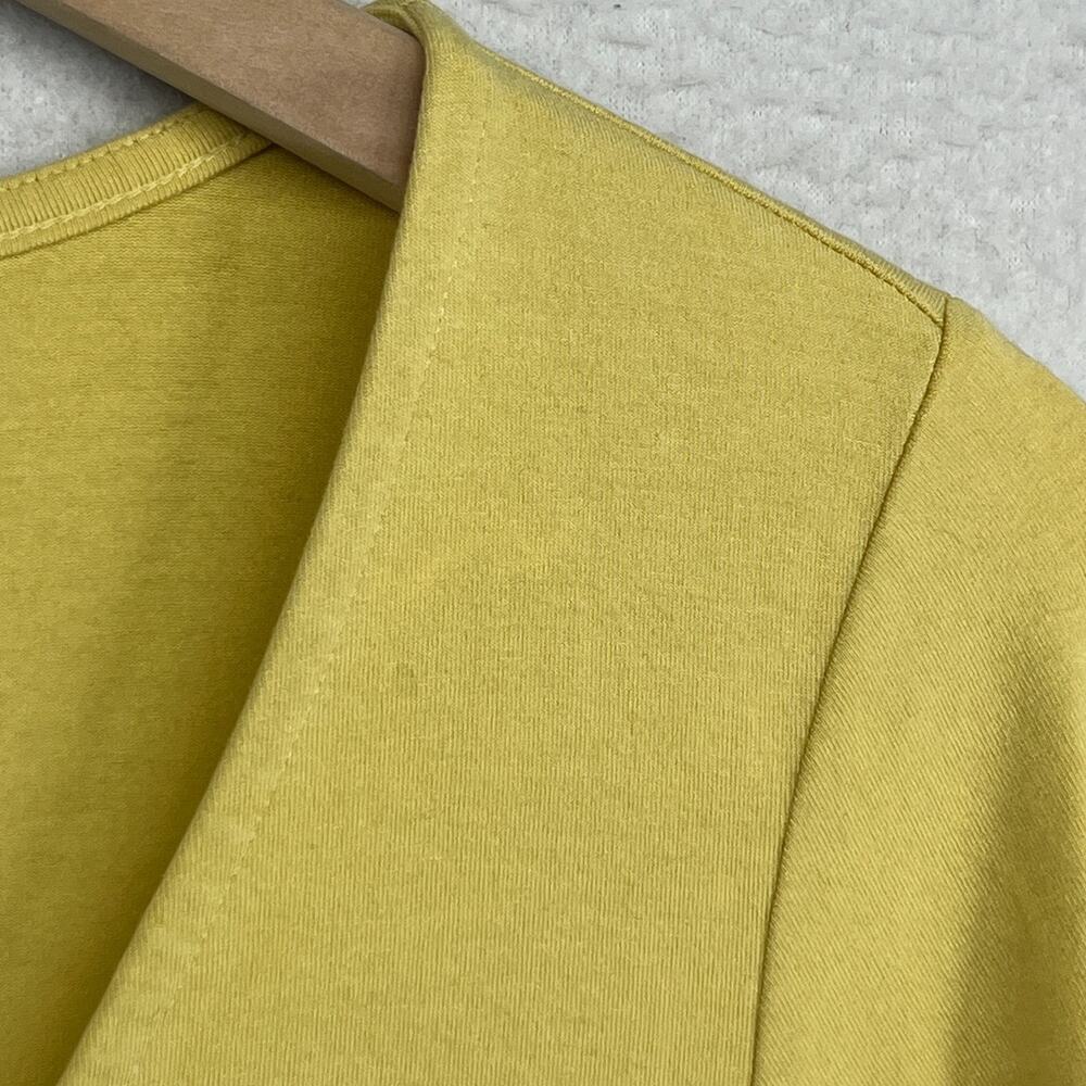 EILEEN FISHER Top S Viscose Stretch Jersey Tunic Ruched V-Neck 3/4 Sleeve Yellow - Picture 4 of 11